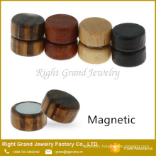 Customized Sized Non Piercing Natural Wood Fake Magnetic Earrings